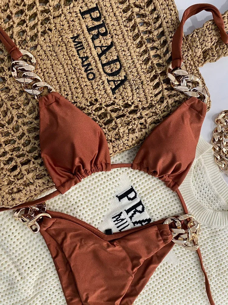 Frauen High Cut Bikini Set Sexy Push Up Badeanzug Damen Tanga Bademode Swimwear
