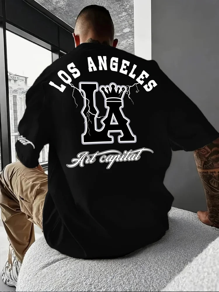 Herren T-Shirt Los Angeles Shirt Rundhals Streetwear Tank Top Hemd Polohemd