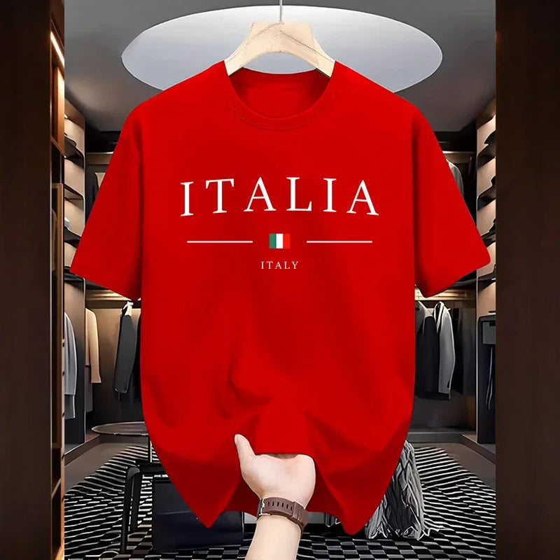 T-Shirt Uomo Manica Corta Italia Maglietta Camicia Maglia Italy 100% Cotone