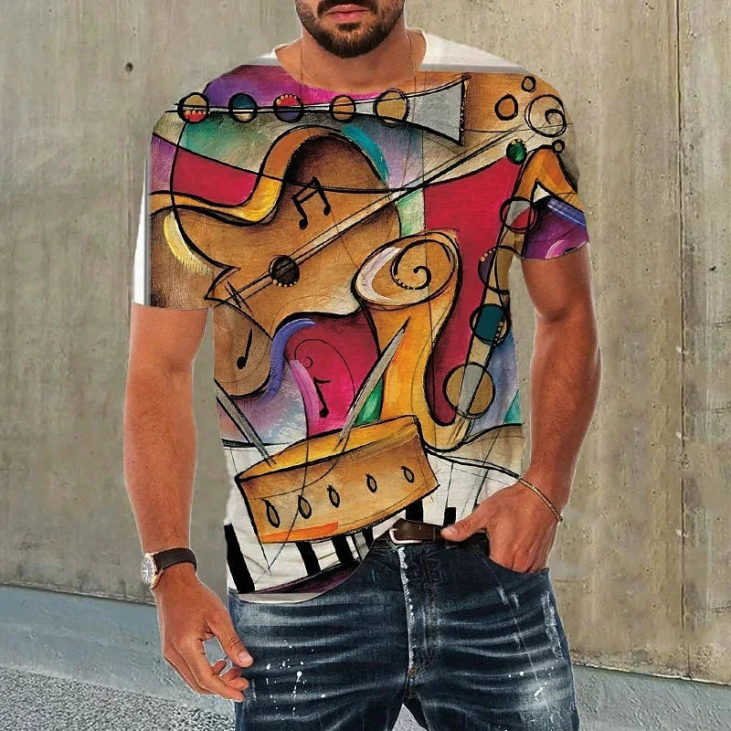 Fashion Herren Rock N Roll 3D T-Shirt Rundhals Unisex Sommer Streetwear Tank Top