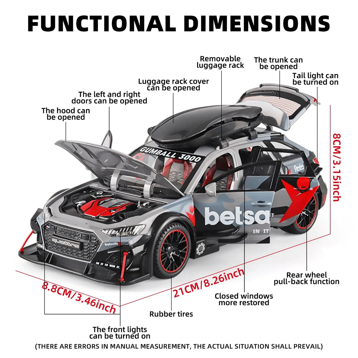 1:24 Modellauto Audi RS6 Racing Metall Spielzeug Kinder Automodell Geschenk