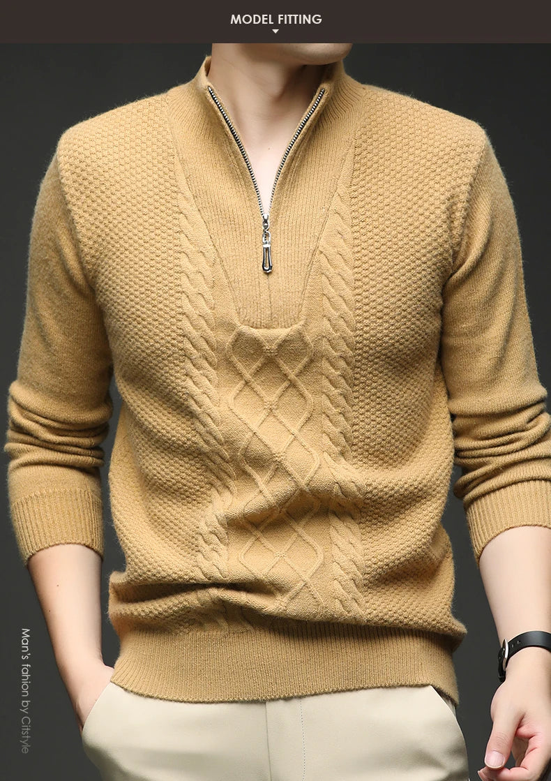 Herren Pullover Sweatshirt Troyer Pulli Sweater Stehkragen Zipper Langarmpulli