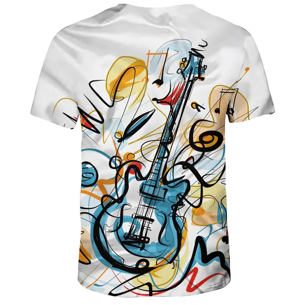 Fashion Herren Rock N Roll 3D T-Shirt Rundhals Unisex Sommer Streetwear Tank Top