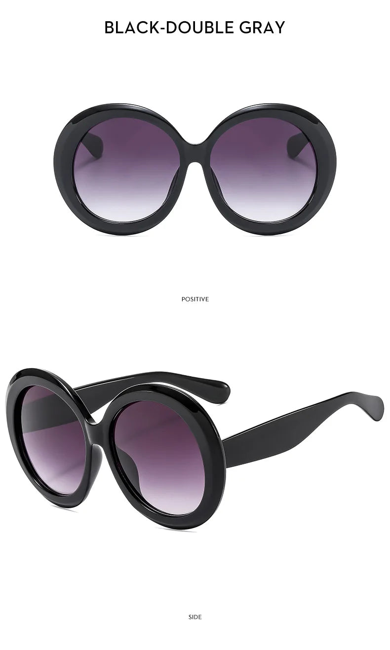 Damen Sonnenbrille Designer Luxus Brille Runde Übergröße Gläser Vintage UV400
