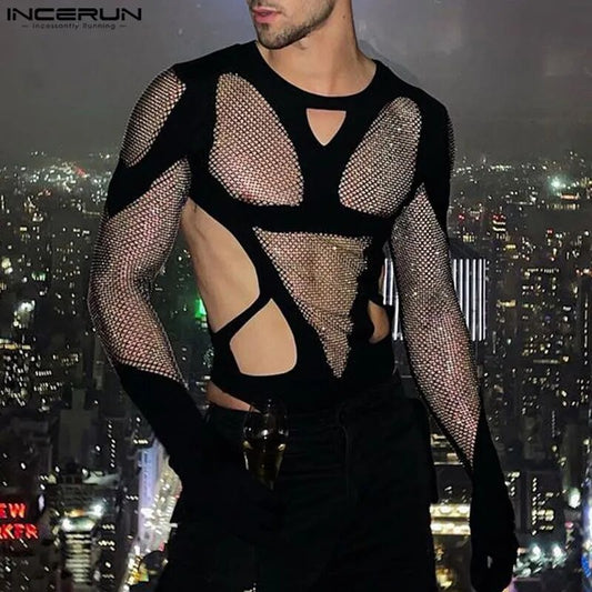Fetisch Fashion Männer Sexy Bodysuits Herren Body Shirts Hemd Transparent Club