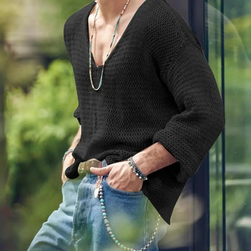 Herren Pullover Sweatshirt Leichter Pulli Sweater Langarm Shirt Strickpullover