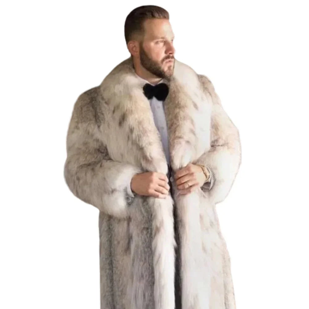 Herren Wintermantel Pelzmantel Kunstpelzmantel Herrenmantel Kunstpelz Mantel