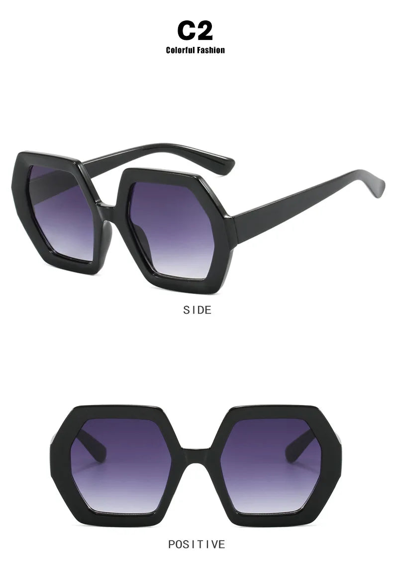 Damen Sonnenbrille Designer Luxus Brille Runde Übergröße Gläser Vintage UV400