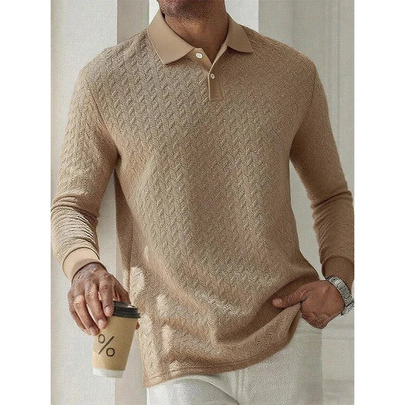 Herren Polo Pullover Sweatshirt Leichter Pulli Sweater Poloshirt Langarmshirt