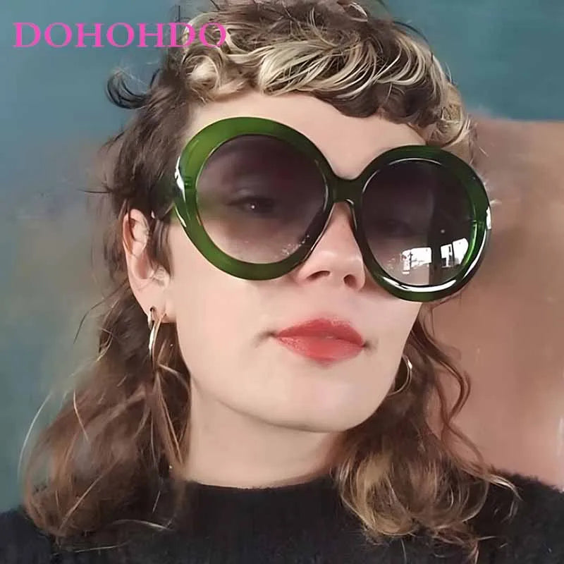 Damen Sonnenbrille Designer Luxus Brille Runde Übergröße Gläser Vintage UV400