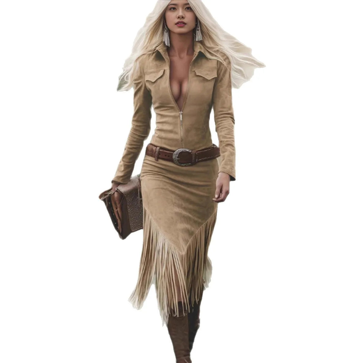 Damen Kleid mit Raffungen Partykleid Cocktail Abendkleid Retro Western Style