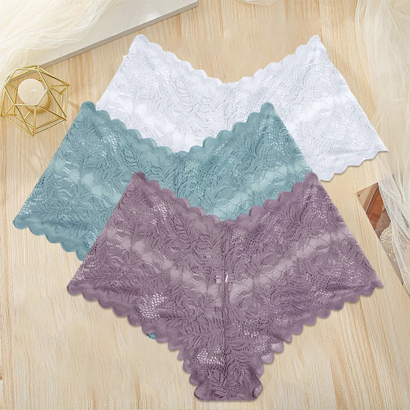 3Stk Frauen Spitze Tanga String Höschen Sexy Schlüpfer Slip Dessous Unterwäsche