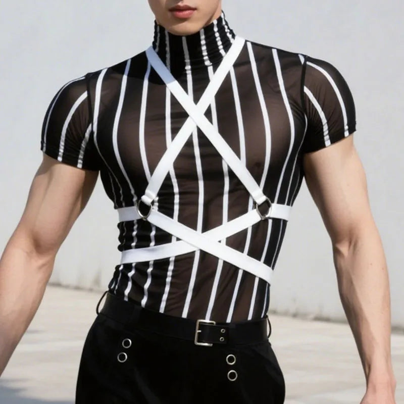 Maglietta Uomo Shirt T-Shirt Canottiera Camicia Maglia Sexy Body Trasparente Top