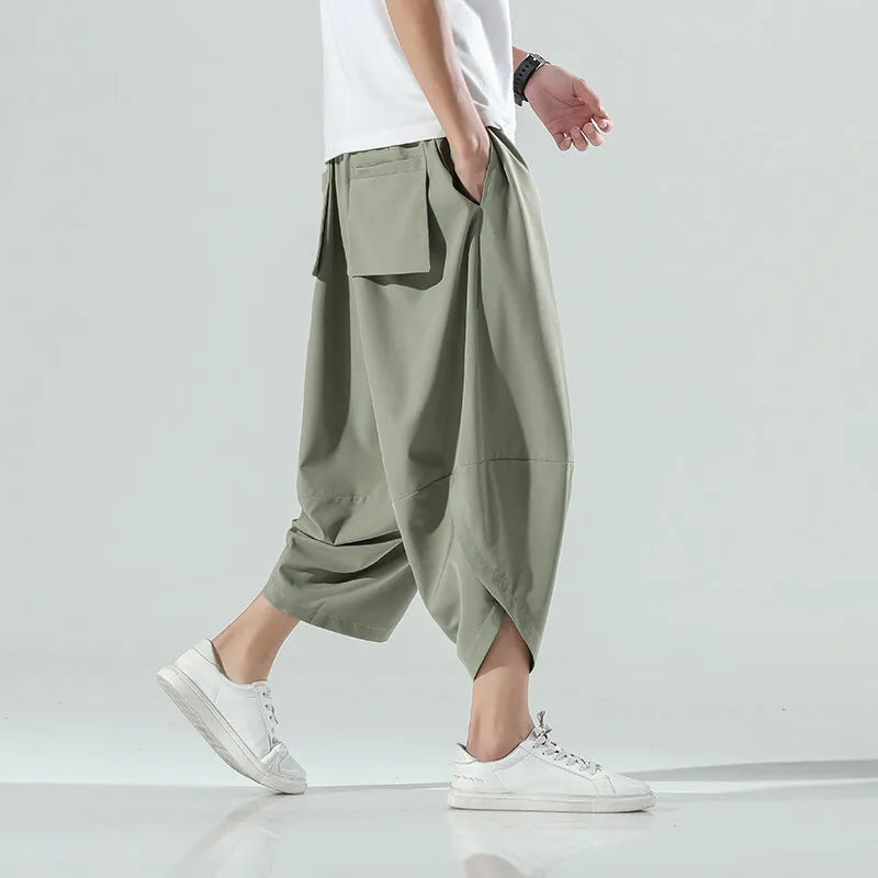 Herren Haremshose Chinesischer Stil Streetwear Vintage Wadenlang Sommerhose