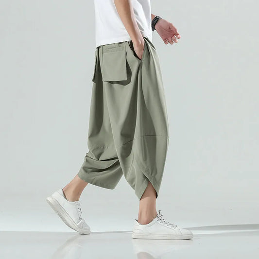 Herren Haremshose Chinesischer Stil Streetwear Vintage Wadenlang Sommerhose