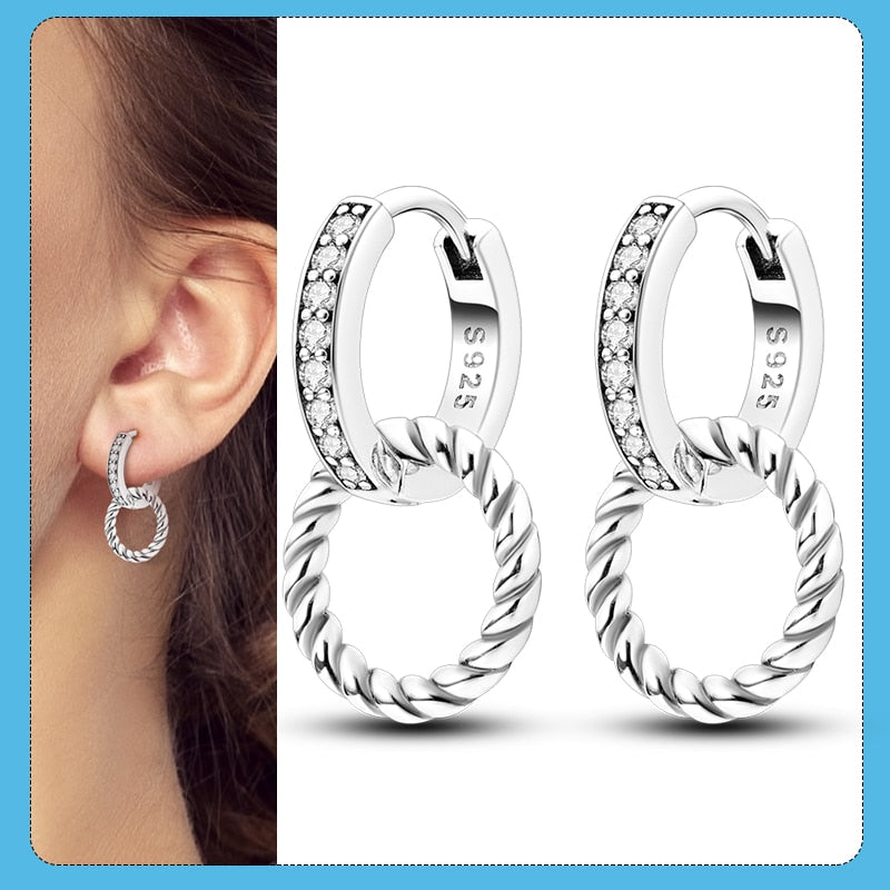 1 Paar Creolen aus 925 sterling Silber Ohrringe Ohrschmuck Zirkonia Ohrstecker