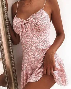 Damen Sommer Kleid A-Linie Midikleid Cocktail Freizeit Polka Dot Partydkleid