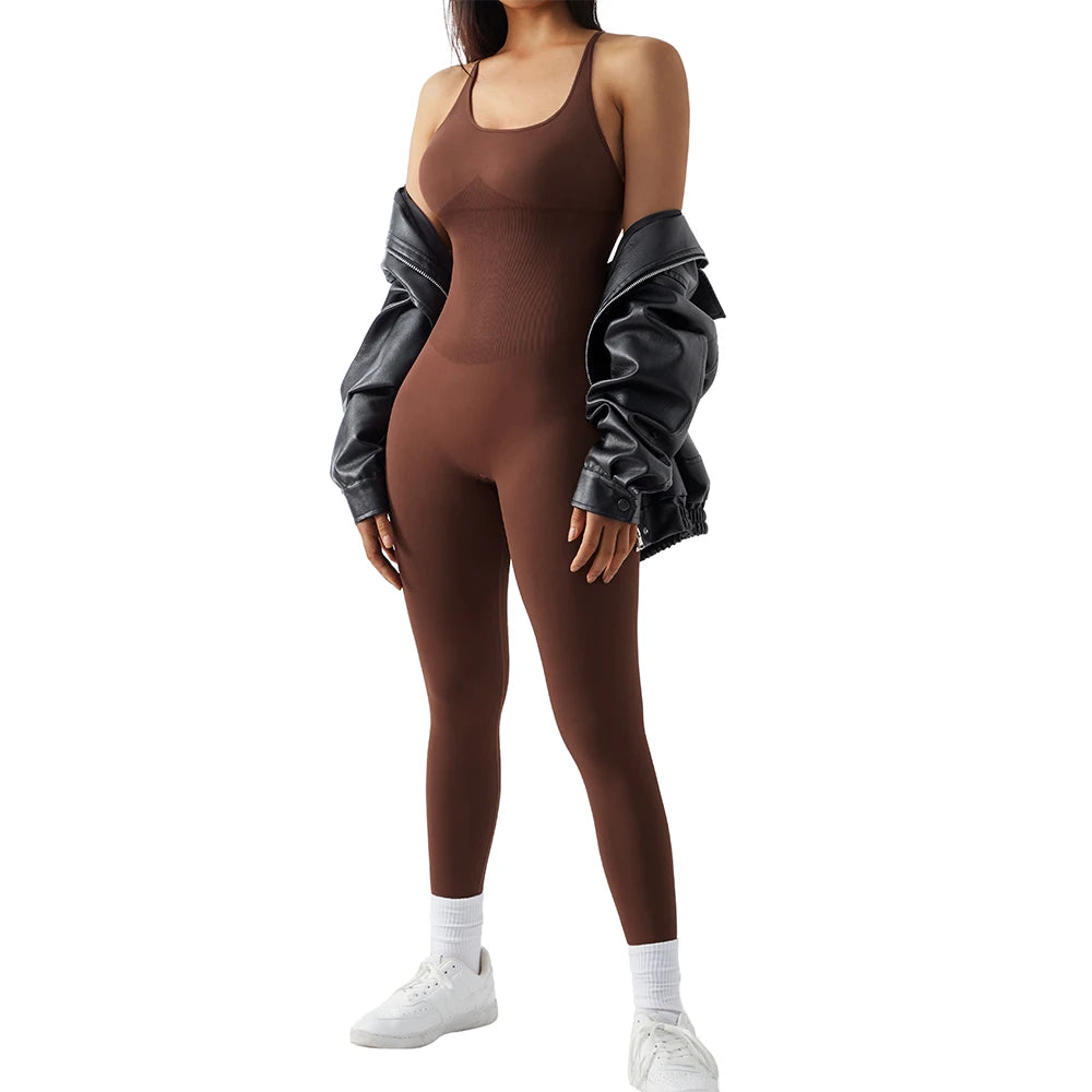 Yoga Fitness Overalls Jumpsuit Gym Stretch Leggings Jogging Anzug Top Push Up