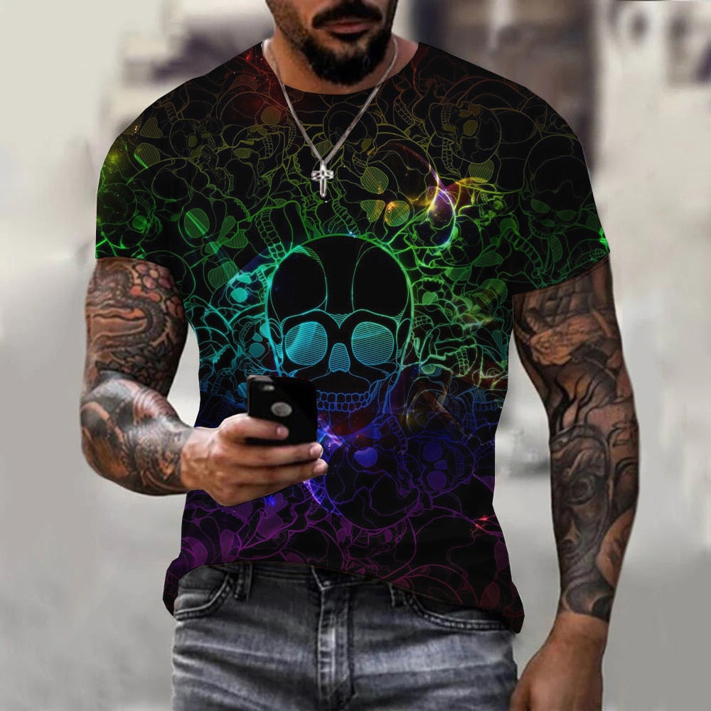 Herren Fashion Vintage 3D T-Shirt Rundhals Unisex Sommer Streetwear