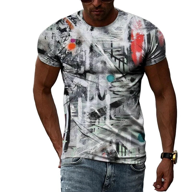 Herren Fashion Vintage 3D T-Shirt Rundhals Unisex Sommer Streetwear