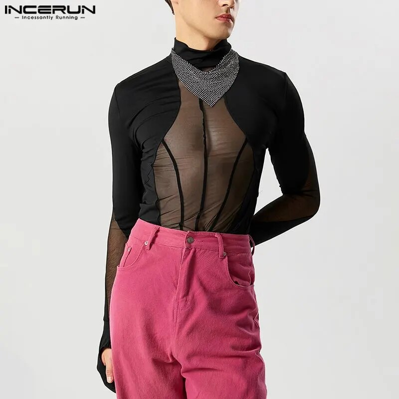Fetisch Fashion Männer Sexy Bodysuits Herren Body Shirts Hemd Transparent Club