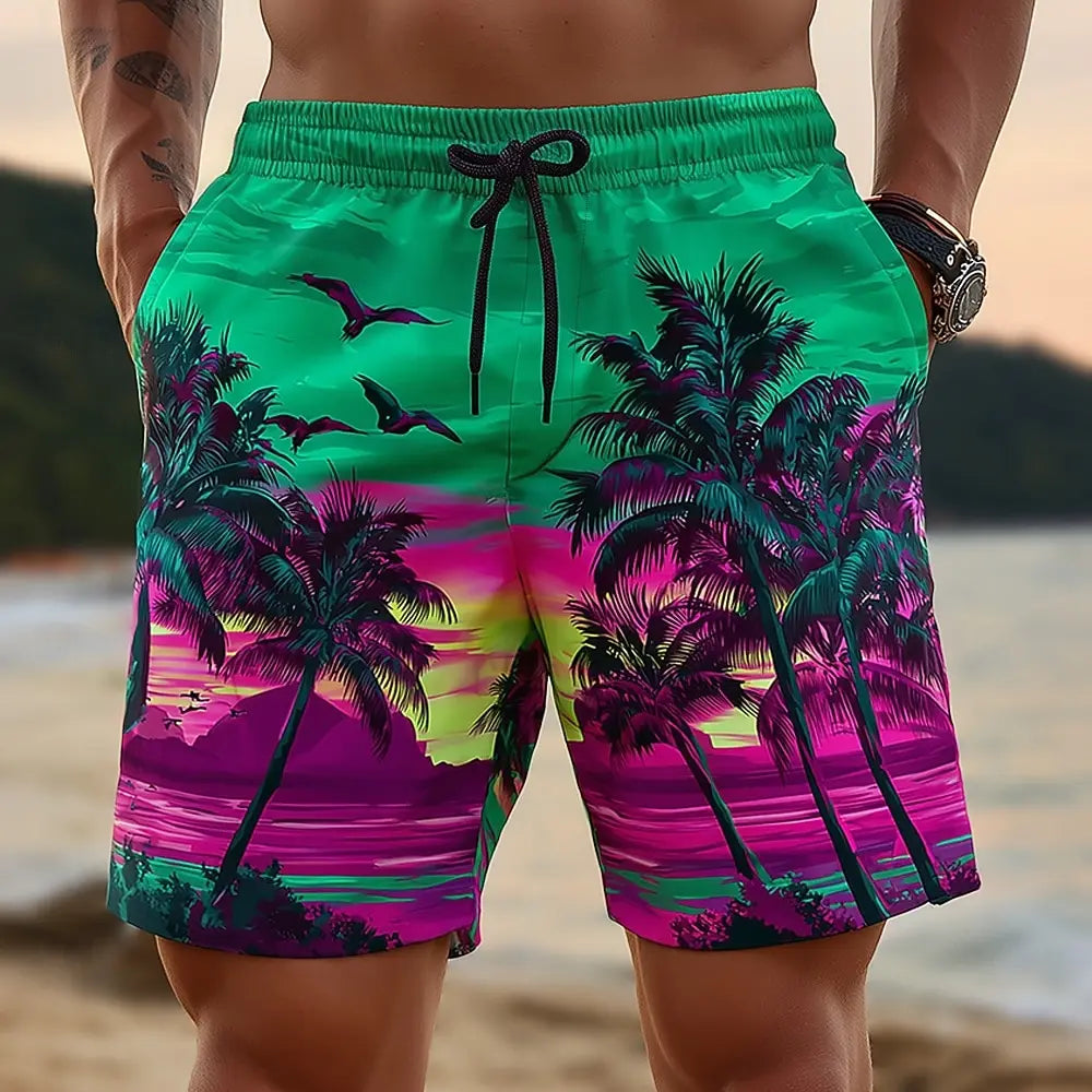 Hawaii-Badehose Herren Badeshort Kurzehose Shorts Schwimmhose 100% Polyester NEU