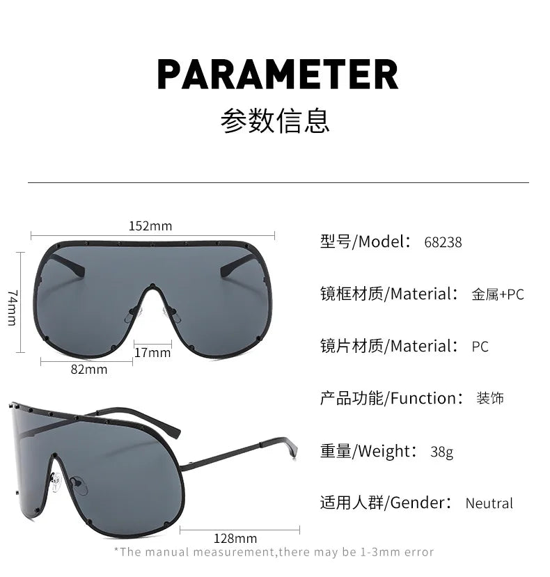 Damen Sonnenbrille Designer Luxus Brille Quadratische Übergröße Gläser Vintage