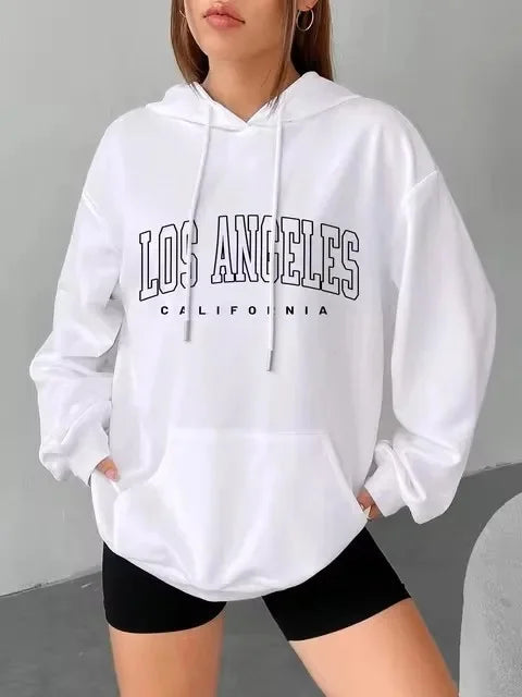 Felpa Con Cappuccio Donna Los Angeles Giacca Sportiva Hoodie Tuta Maglia Shirt