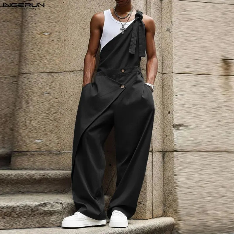 Männer Latzhose Hose Harems Pumphosen Pluderhosen Jogger Overalls Streetwear