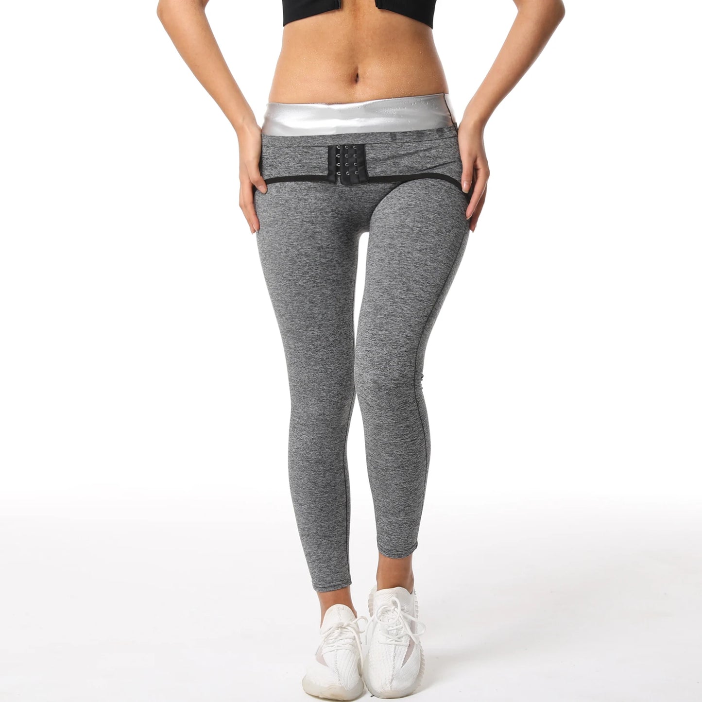 Damen Neopren Sauna Hose Schwitzhose Yogahose Thermoeffekt Abnehmen Hose Leggins