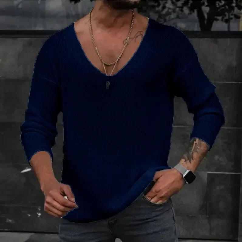 Herren Pullover Sweatshirt Leichter Pulli Sweater Langarm Shirt Strickpullover