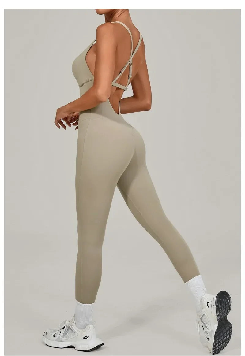 Tuta intera Sportiva Donna Rompers Pantaloni Yoga Palestra Sexy Jumpsuit Tutina