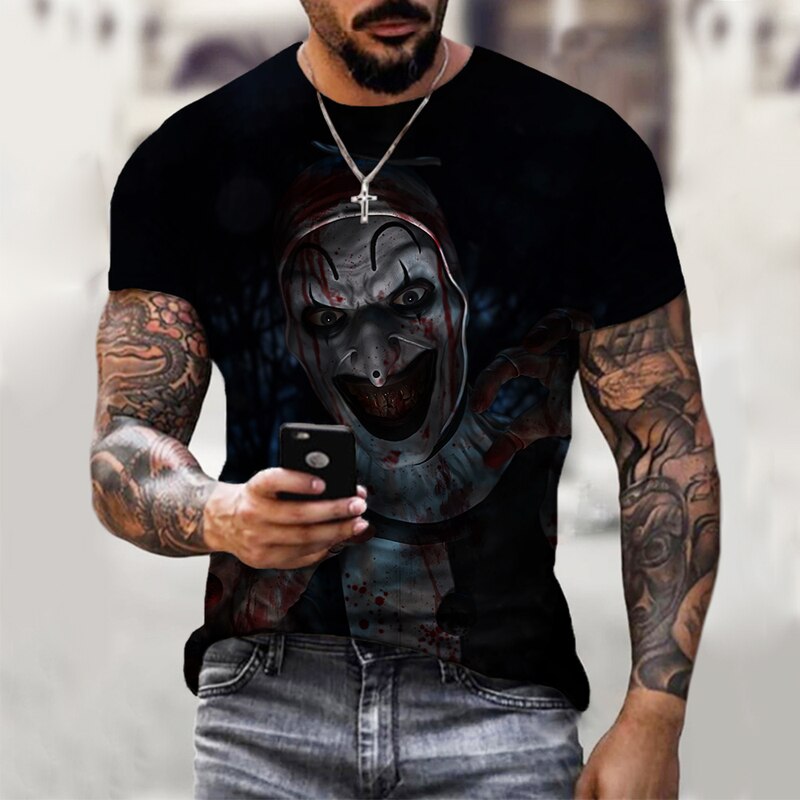 Herren Fashion Vintage  Joker 3D T-Shirt Rundhals Unisex Sommer Streetwear