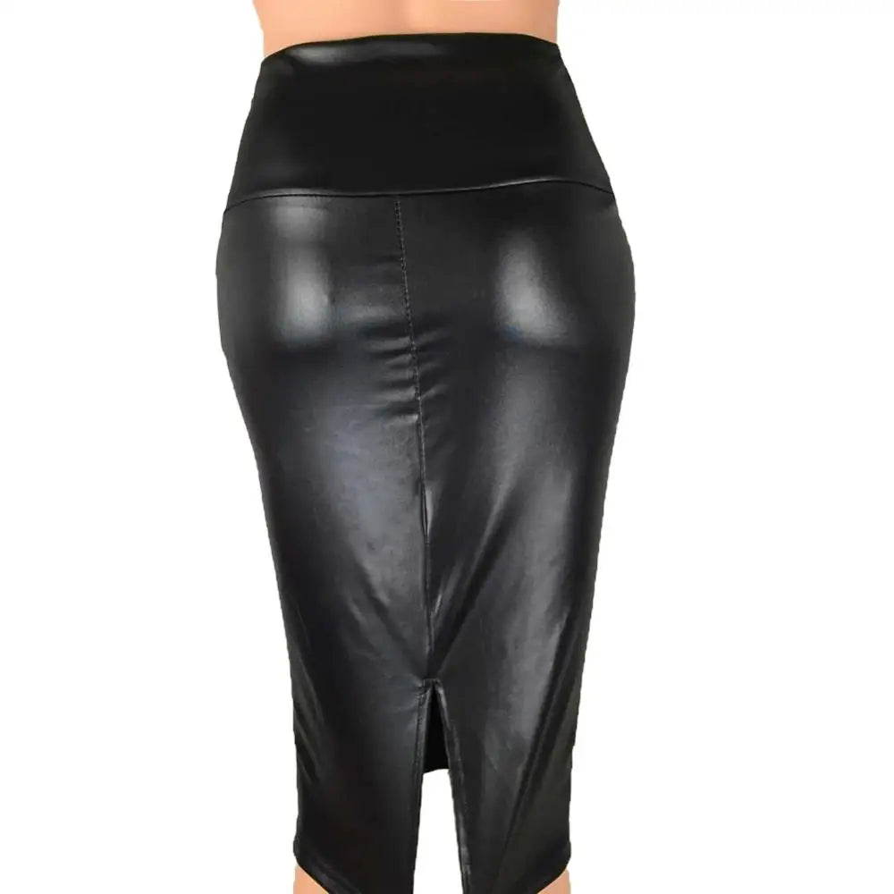 Damen Lederrock Minirock PU Mini Rock Bodycon Partyrock Clubwear langer Rock