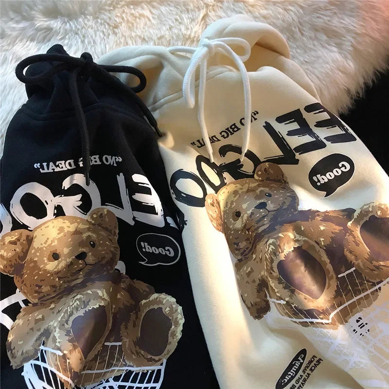 Teddybär Kapuzenpullover Sweatshirt Fleece Hoodie Pulli Damen Kapuzenpulli Streetwear