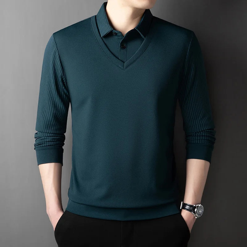 Herren Poloshirt POLO Shirt T-Shirt Langarm Zipper Hemd Fashion Polohemd Top NEU