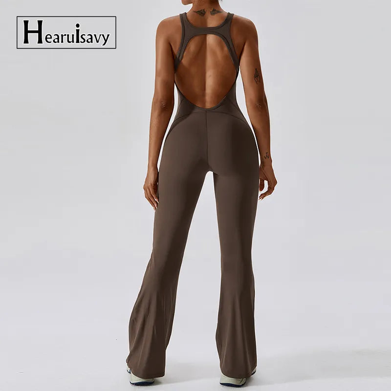 Damen Overall Sport Yoga Hose Sexy Rückenfrei Fitness Anzug Einteiler Sportswear