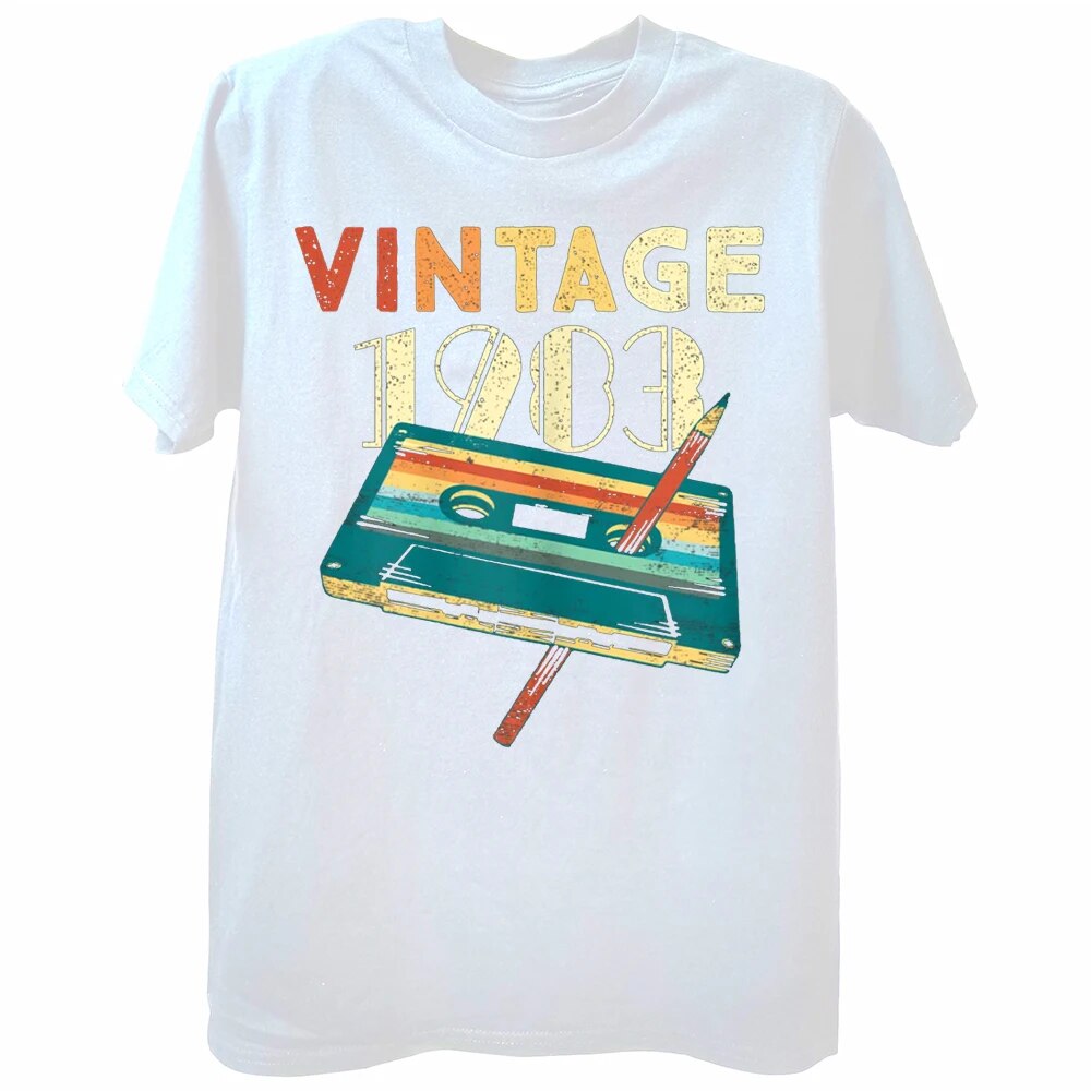 Herren Fashion Vintage 80er 3D T-Shirt Rundhals Unisex Sommer Streetwear