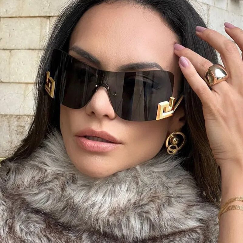 Designer Sonnenbrille Damen Herren Quadratische Übergröße Gläser Vintage UV400