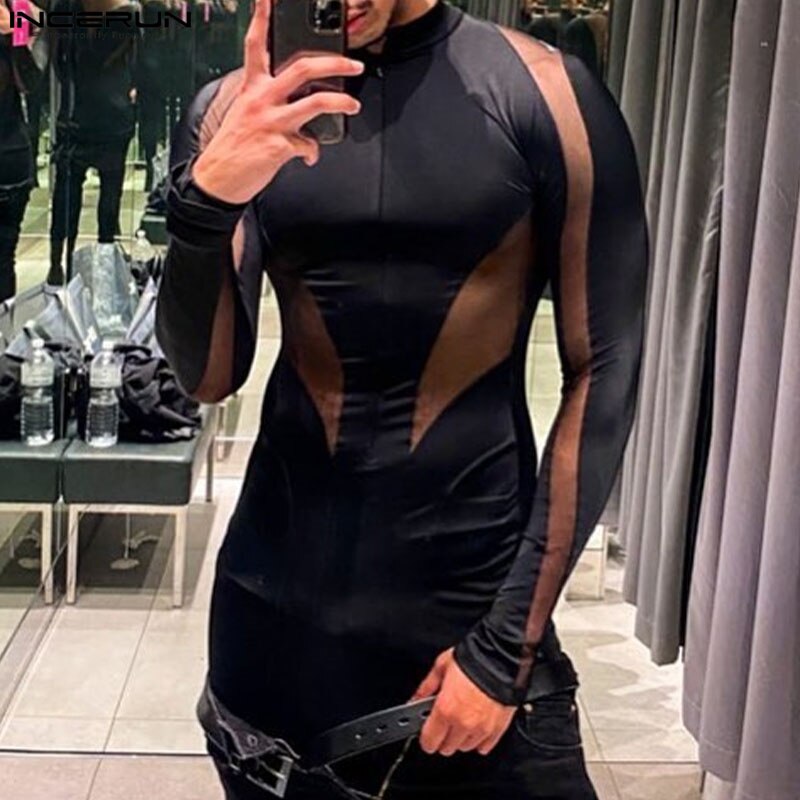 Fetisch Fashion Männer Sexy Bodysuits Herren Body Shirts Hemd Transparent Club