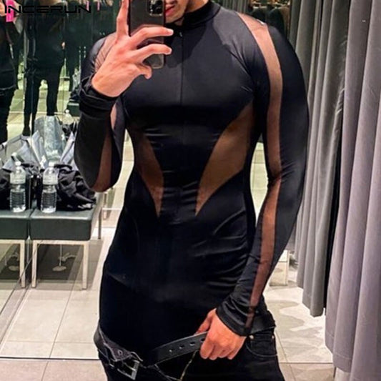 Fetisch Fashion Männer Sexy Bodysuits Herren Body Shirts Hemd Transparent Club