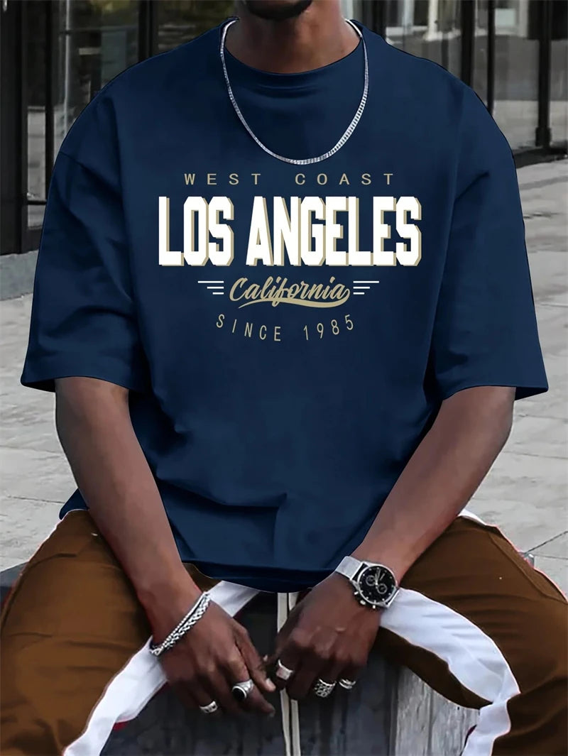 Herren T-Shirt Los Angeles Shirt Rundhals Streetwear Tank Top Hemd Polohemd