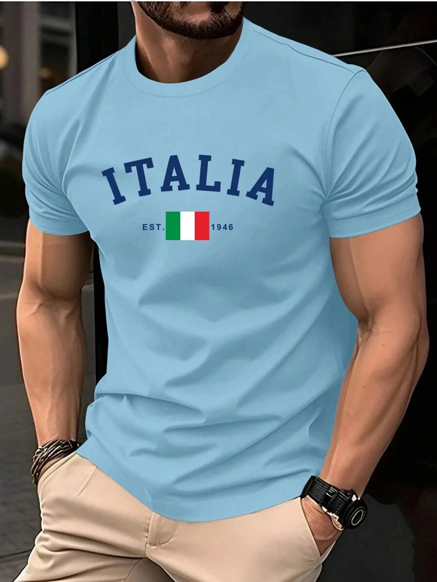 T-Shirt Uomo Manica Corta Italia Tops Maglietta Camicia Maglia Italy