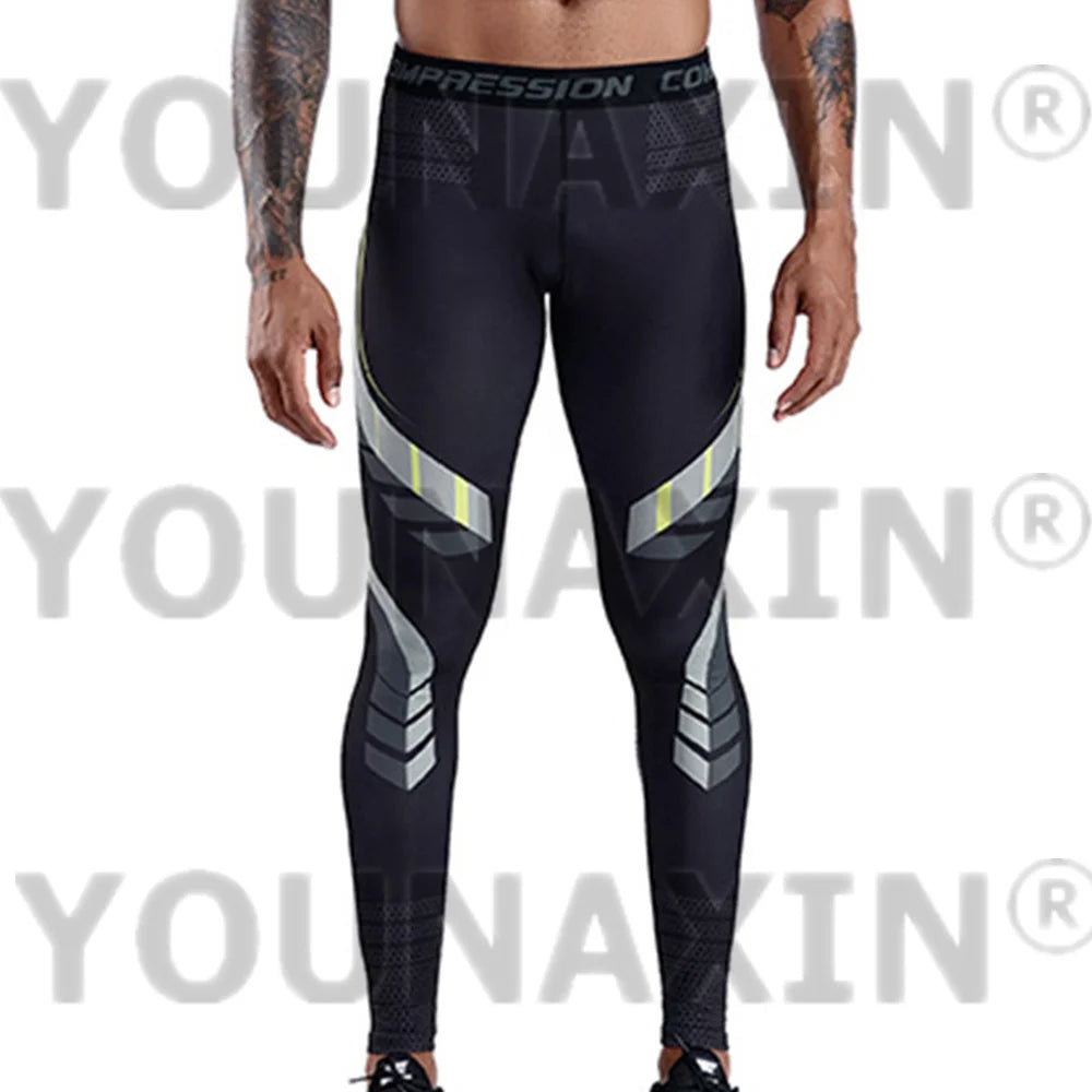 Pantaloni a Compressione da Uomo Leggings Calcio Corsa Palestra Leggins Calza