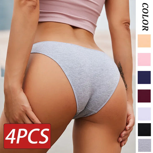 4Stk Frauen Baumwolle Tanga Höschen Sexy Schlüpfer Slip Dessous Unterwäsche