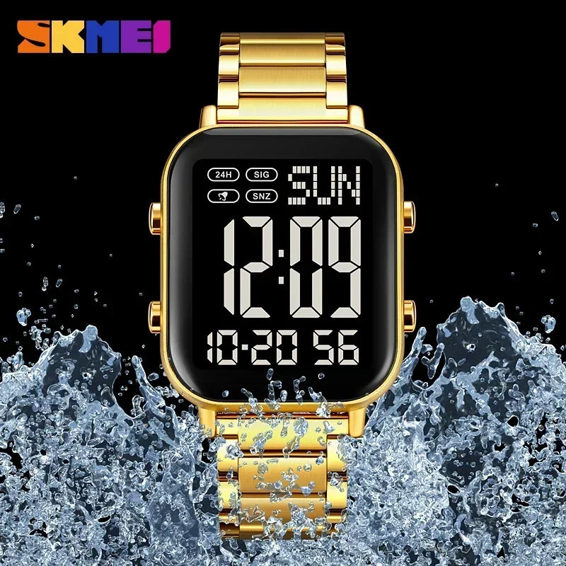 Herren Armbanduhr Digital Uhr Silber Edelstahl Quarzuhr Luxus Chronograph