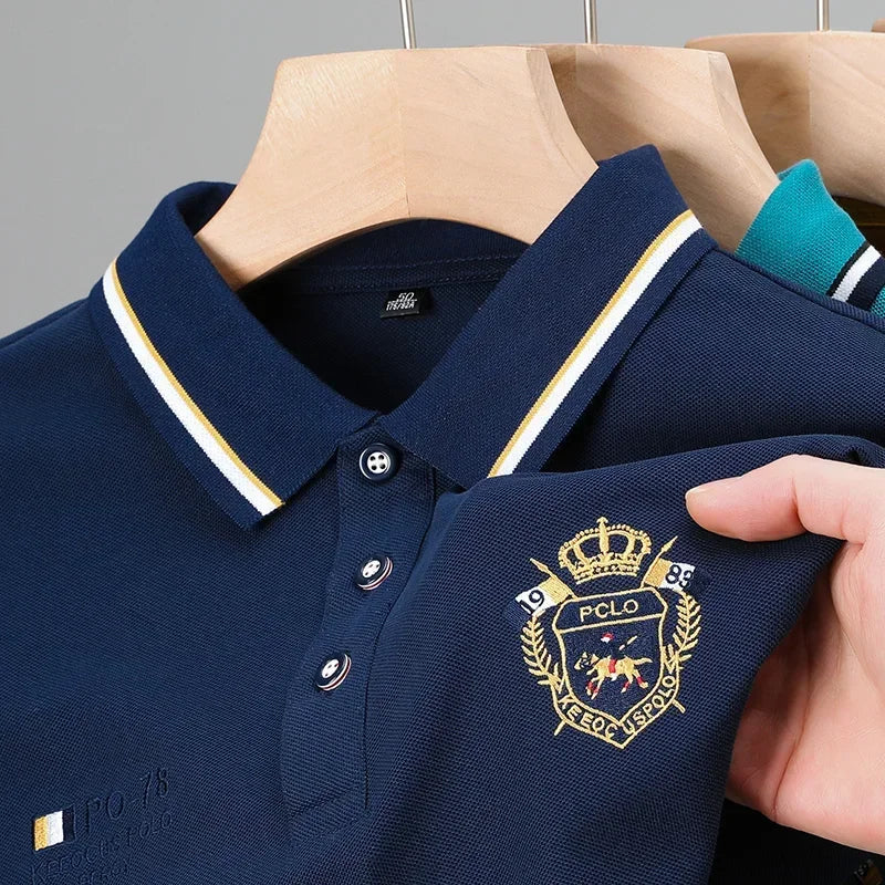 Sommer männer Casual Stickerei Kurzarm Polo-Shirt Neue Mode Einfarbig Top