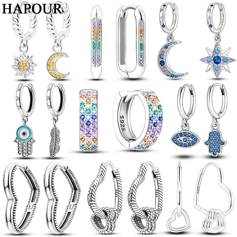 1 Paar Creolen aus 925 sterling Silber Schwarz Ohrringe Zirkonia Ohrstecker