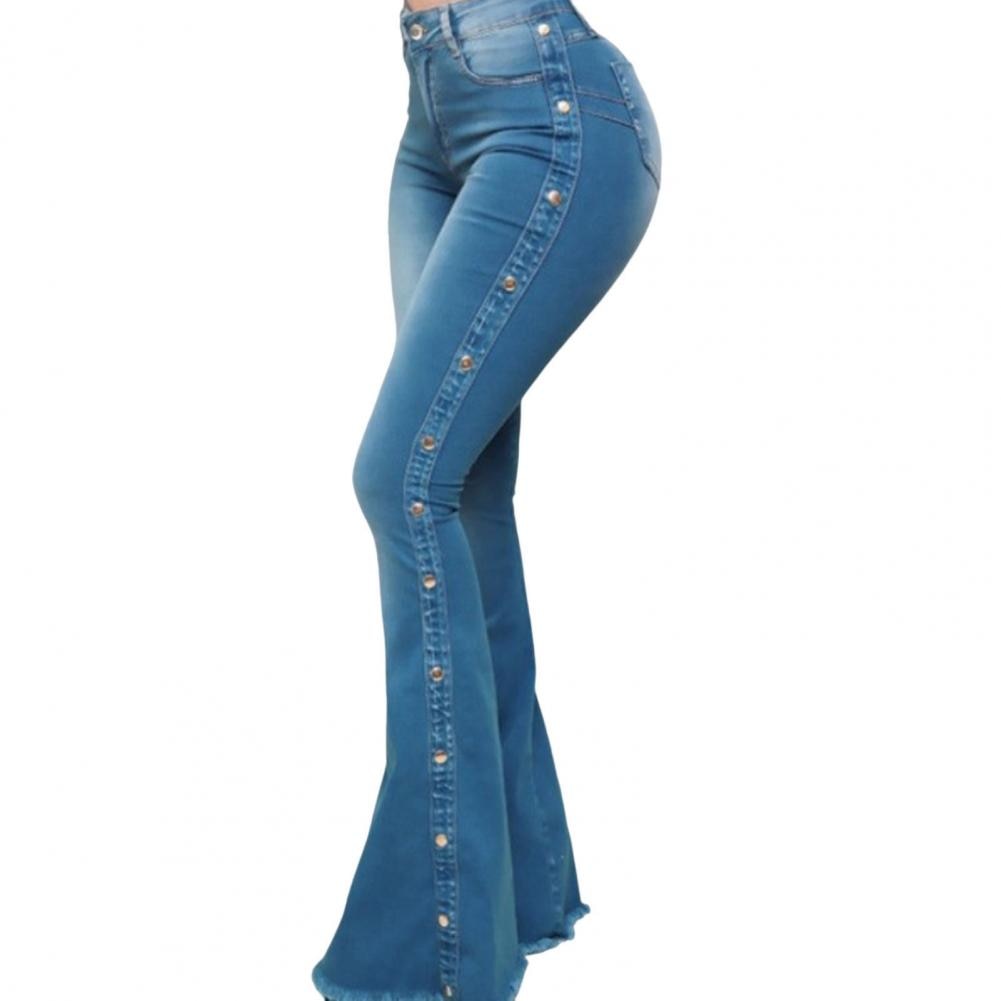 Damen Jeans Hose Bootcut Hüftjeans Schlaghose Flared Weites Bein Denim Stretch