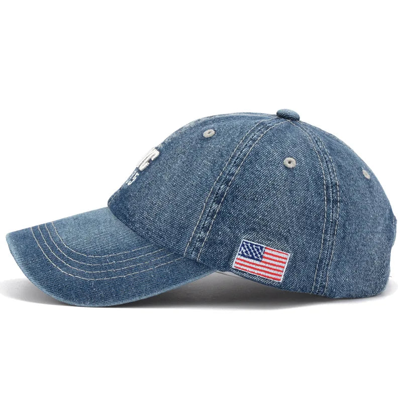 Herren Jeans Cappy Denim Look Basecap Cap Kappe gebogen Damen Baseball Cap